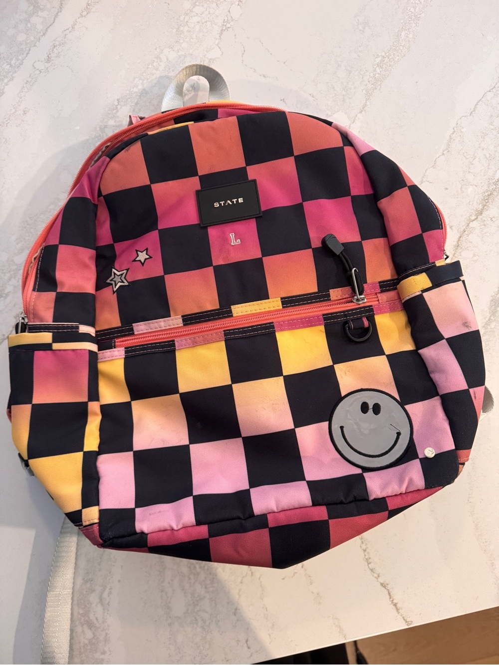 STATE Kids Checkerboard Backpack in Pink, Yellow & Black